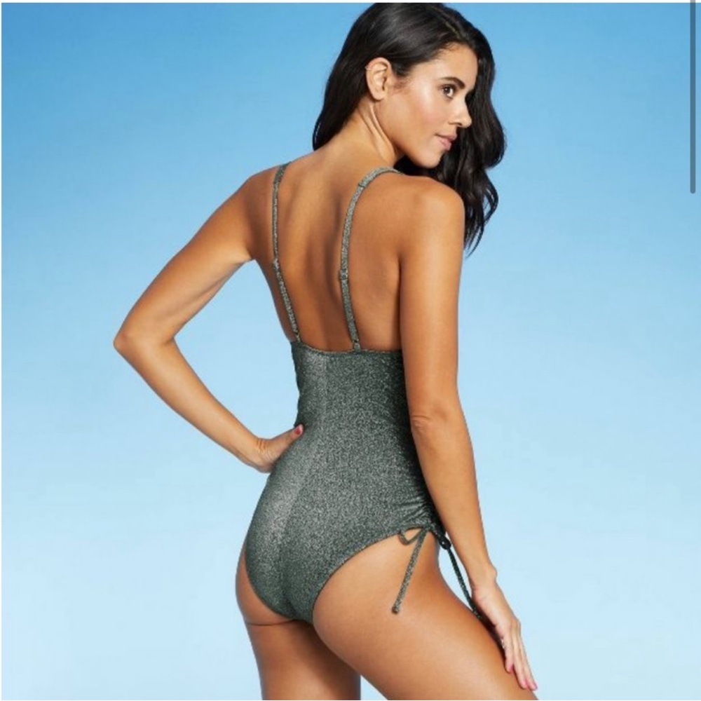 Xhilaration Shimmering Green One-Piece Swimsuit - Picture 3 of 6